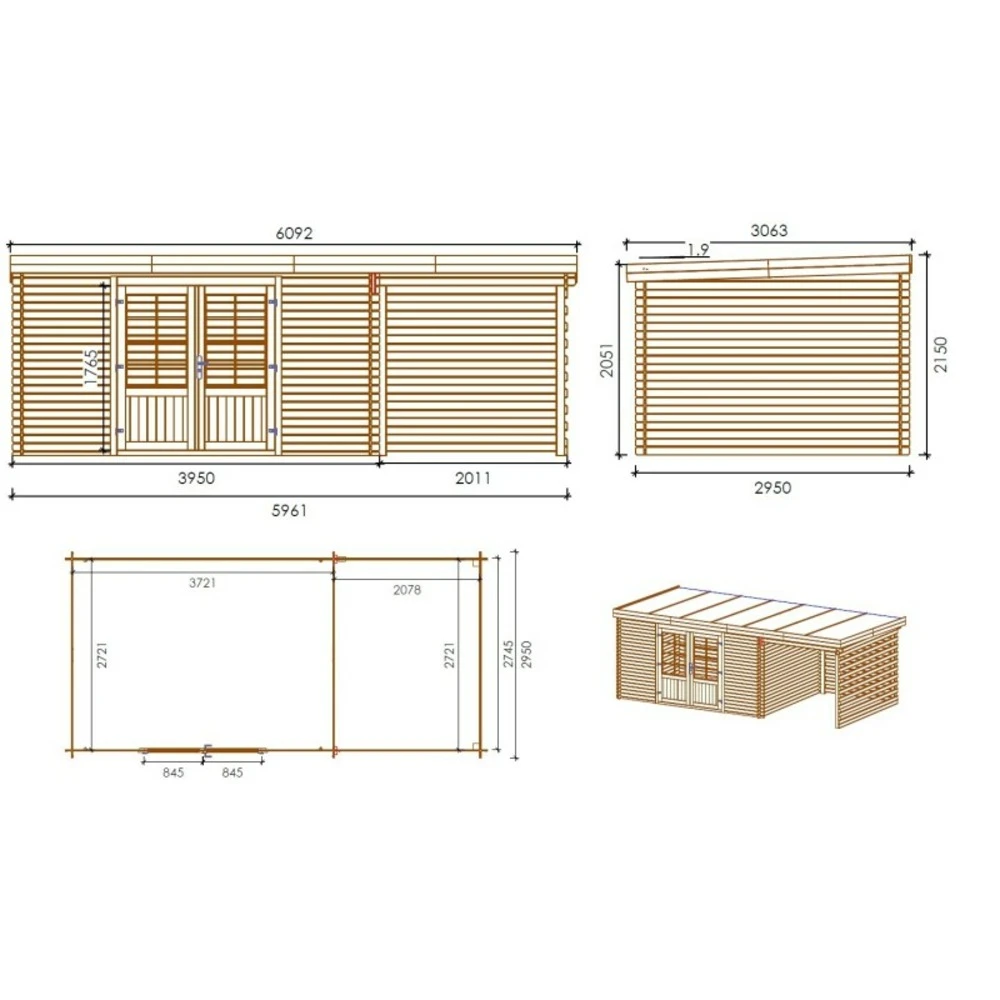 Abri De Jardin En Bois | 18,00m2 | Double With Windows Filled With Plexiglassx6,09m | Ep. 24 | Couleur Natural | Dom580 | Altanka – Image 2