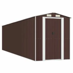 VIDAXL Abri De Jardin Marron Foncé 192x772x223 Cm Acier Galvanisé