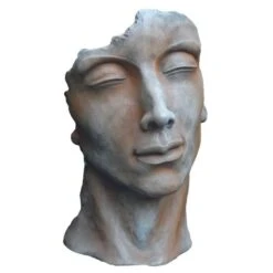 Statue Visage Homme Extérieur Petit Format - Rouille 53 Cm