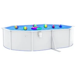 VIDAXL Piscine Ovale Avec Parois En Acier 490x360x120 Cm Blanc