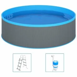 VIDAXL Piscine à éclaboussures Avec échelle Et Pompe 350x90 Cm Gris