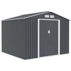 Abri De Jardin En Métal 6,3 M² - 261 X 241 X 198 Cm - Kit D'ancrage Inclus - Gris