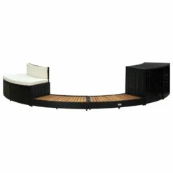 VIDAXL Contour Pour Spa Noir Poly Rotin Et Bois D'acacia Massif