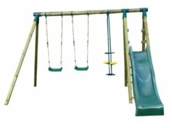 Portique & Toboggan Jardin Bois Comanche Tissu Rouge