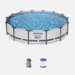 Piscine Tubulaire Bestway - Peridot 14.5m² Grise- Piscine Ronde ø4.3m Avec Pompe De Filtration Et Cartouche Filtrante Piscine Hors