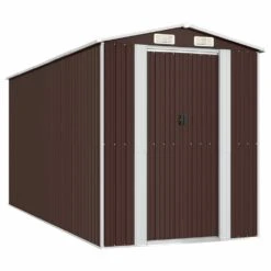 VIDAXL Abri De Jardin Marron Foncé 192x440x223 Cm Acier Galvanisé