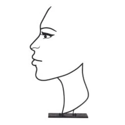 Déco Jardin Métal Visage Fil Ombre Noire - Noir 80 Cm