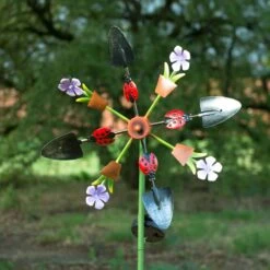 Piquet Solaire Eolienne Cocci-pelles - Led Blanche - Chromex