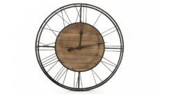 Grande Horloge Ancienne Bois Métal Marron 70x7x70cm - Bois, Métal
