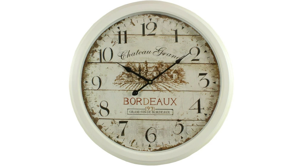 Horloge Ancienne Murale Château Grand Bordeaux 58cm - Fer - Blanc