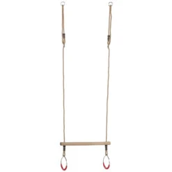 Trapèze En Bois Dur Avec Anneaux Métal Cordes En Polypropylène