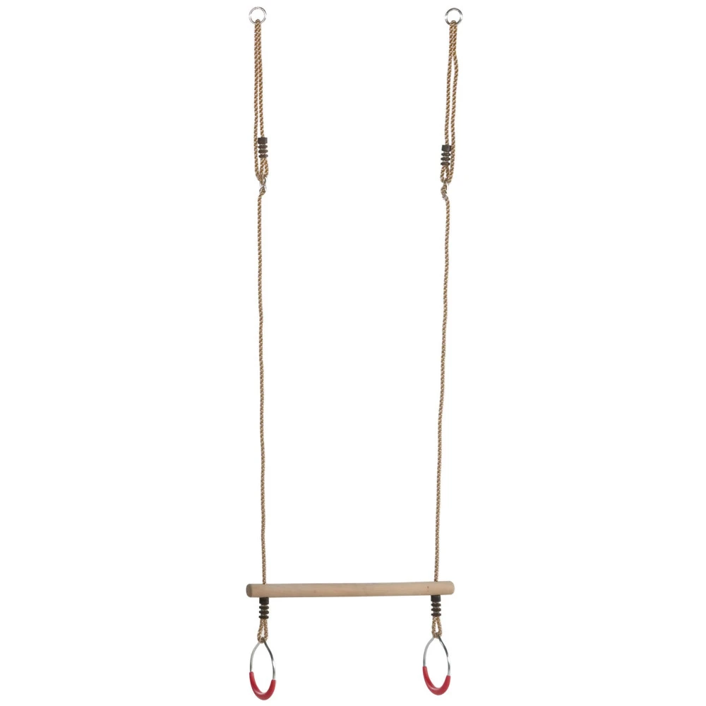 Trapèze En Bois Dur Avec Anneaux Métal Cordes En Polypropylène