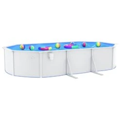 VIDAXL Piscine Ovale Avec Parois En Acier 610x360x120 Cm Blanc