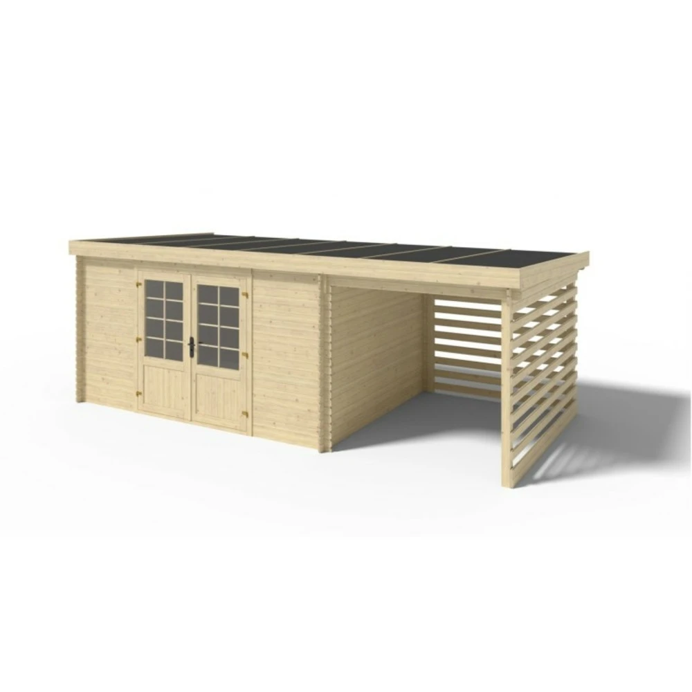 Abri De Jardin En Bois | 18,00m2 | Double With Windows Filled With Plexiglassx6,09m | Ep. 24 | Couleur Natural | Dom580 | Altanka