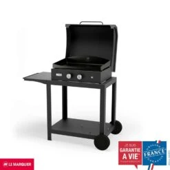 Plancha Gaz Pure Black Edition 260 Plaque Fonte émaillée 60 X 40 Cm